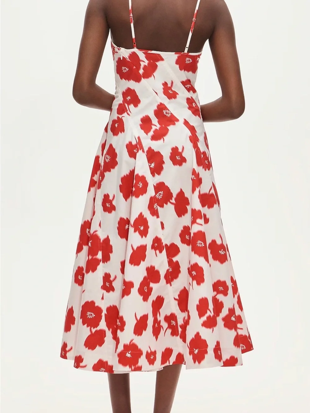 J. Crew White red floral Midi dress adjustable strap cotton slip dress SZ 8T NWT